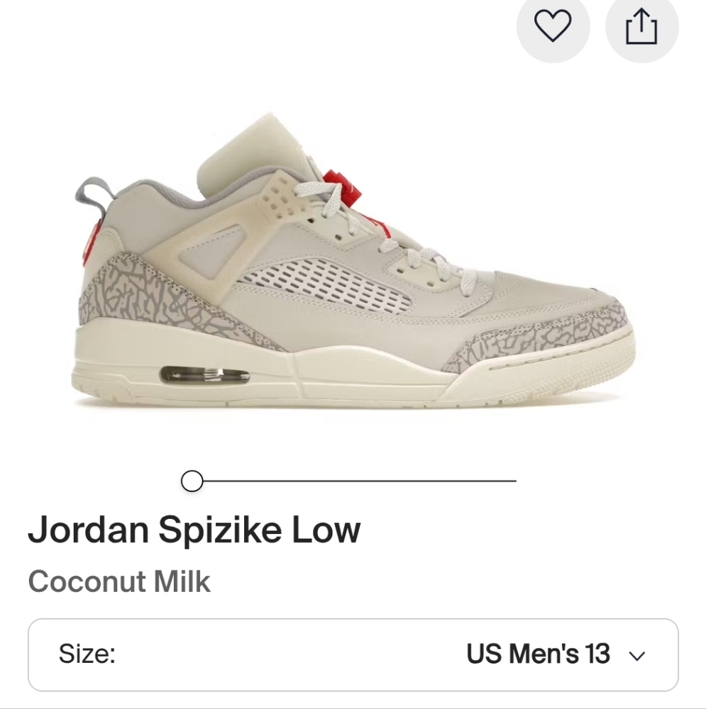 Jordan Spizike Low Size 13 Coconut Milk